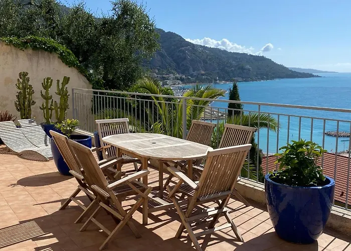 L'ensoleillee Vue Panoramique Mer, 250 M De La Et Du Centre * Menton